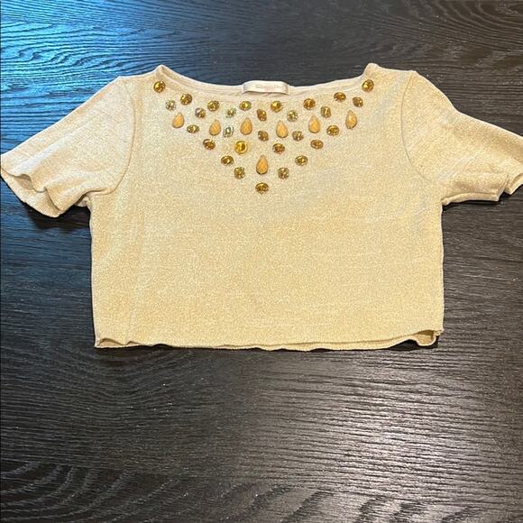Gold Embellished Crop Top - Picture 1 of 4